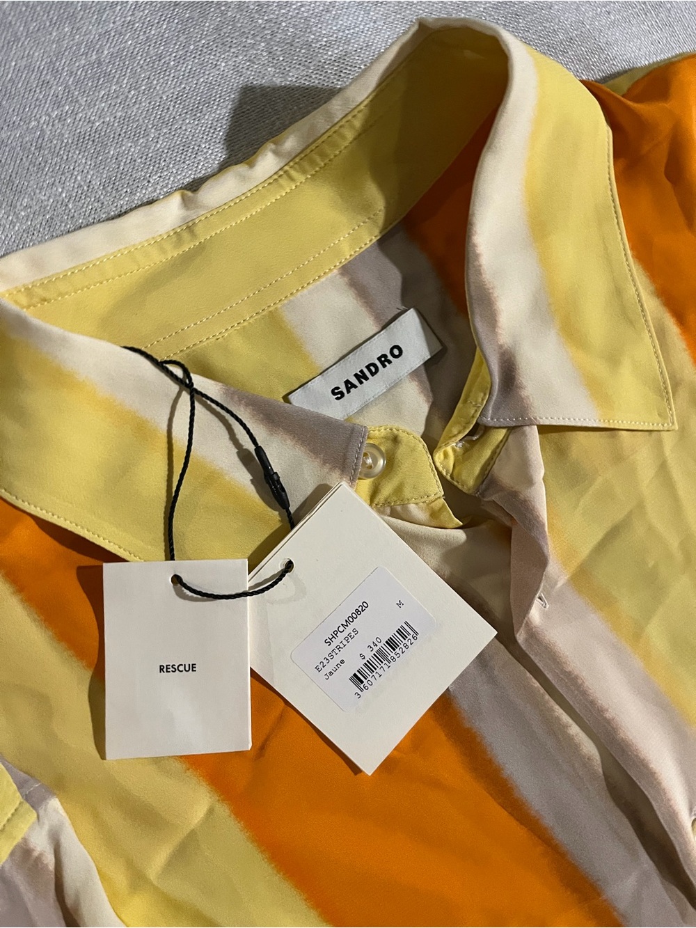 Sandro Yellow & Orange Tie-Dye Silk Button-Down